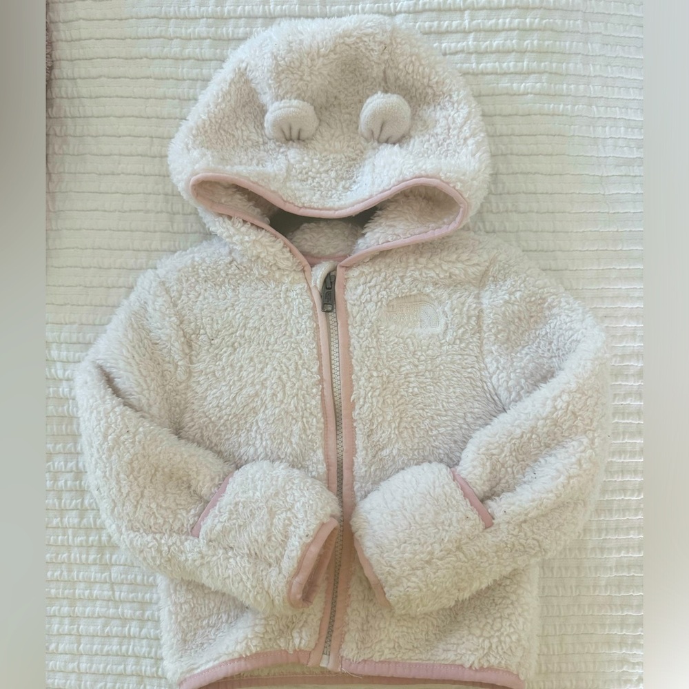 North face baby bear full zip fleece hoodie - white